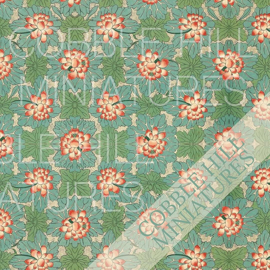 Dollhouse Wallpaper Papyrus Floral William Morris Style Miniature