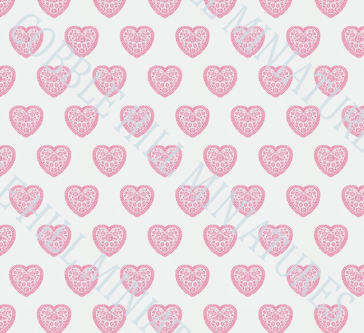 Dollhouse Wallpaper, Miniature 1:12, Whimsical Pink Hearts, Girly Nursery or Bedroom