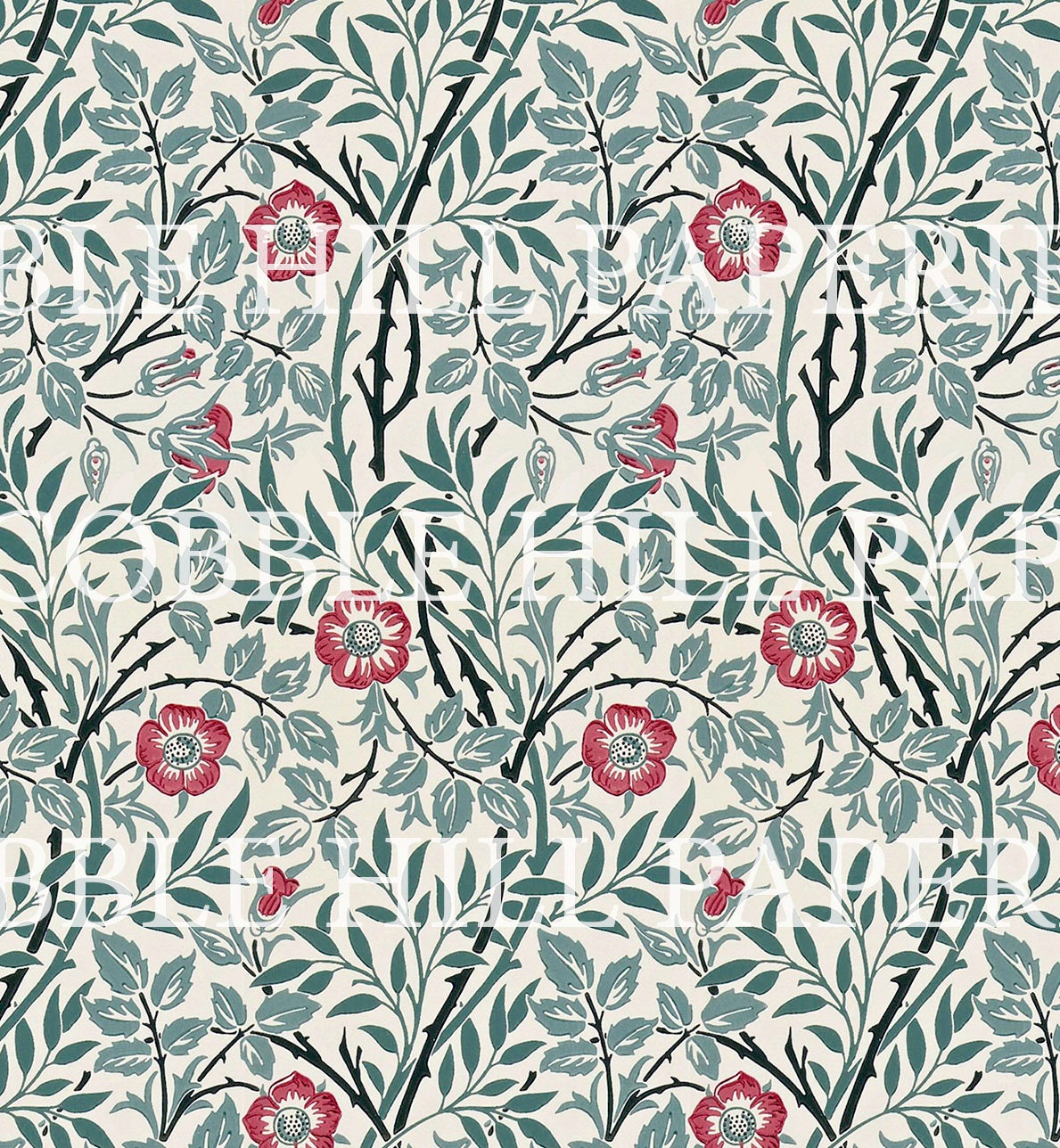 Dollhouse Wallpaper, 1:12 Miniature, Pink and Green Floral