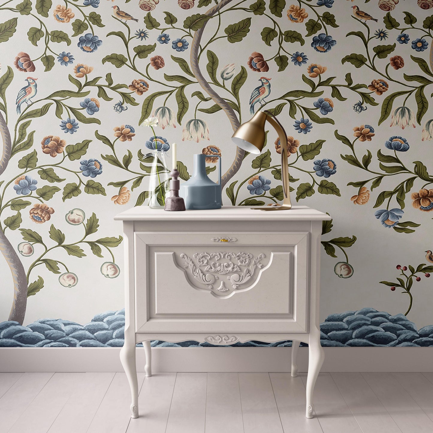 Chinoiserie Floral Tree of Life Mural