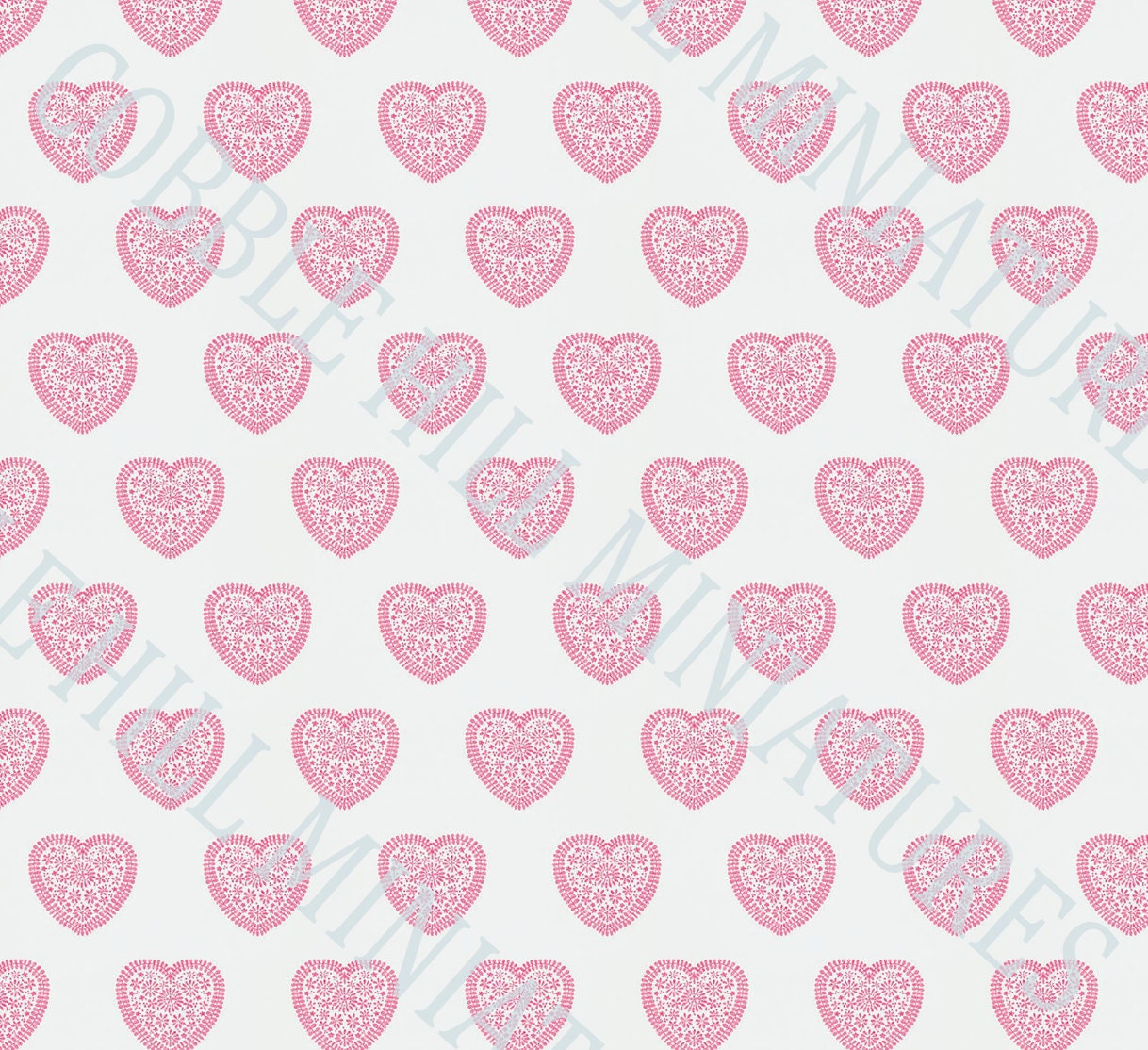 Dollhouse Wallpaper,  Miniature 1:12, Whimsical Pink Hearts, Girly Nursery or Bedroom