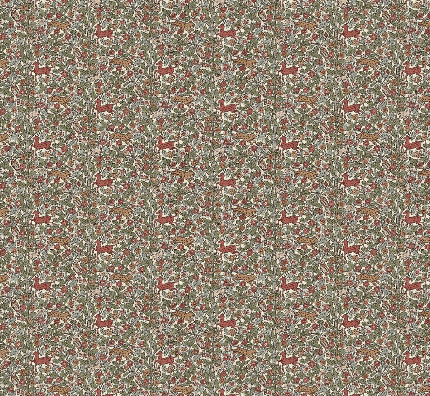 Dollhouse Wallpaper, Miniature 1:12, Forest Animals Vintage Cream, Nursery