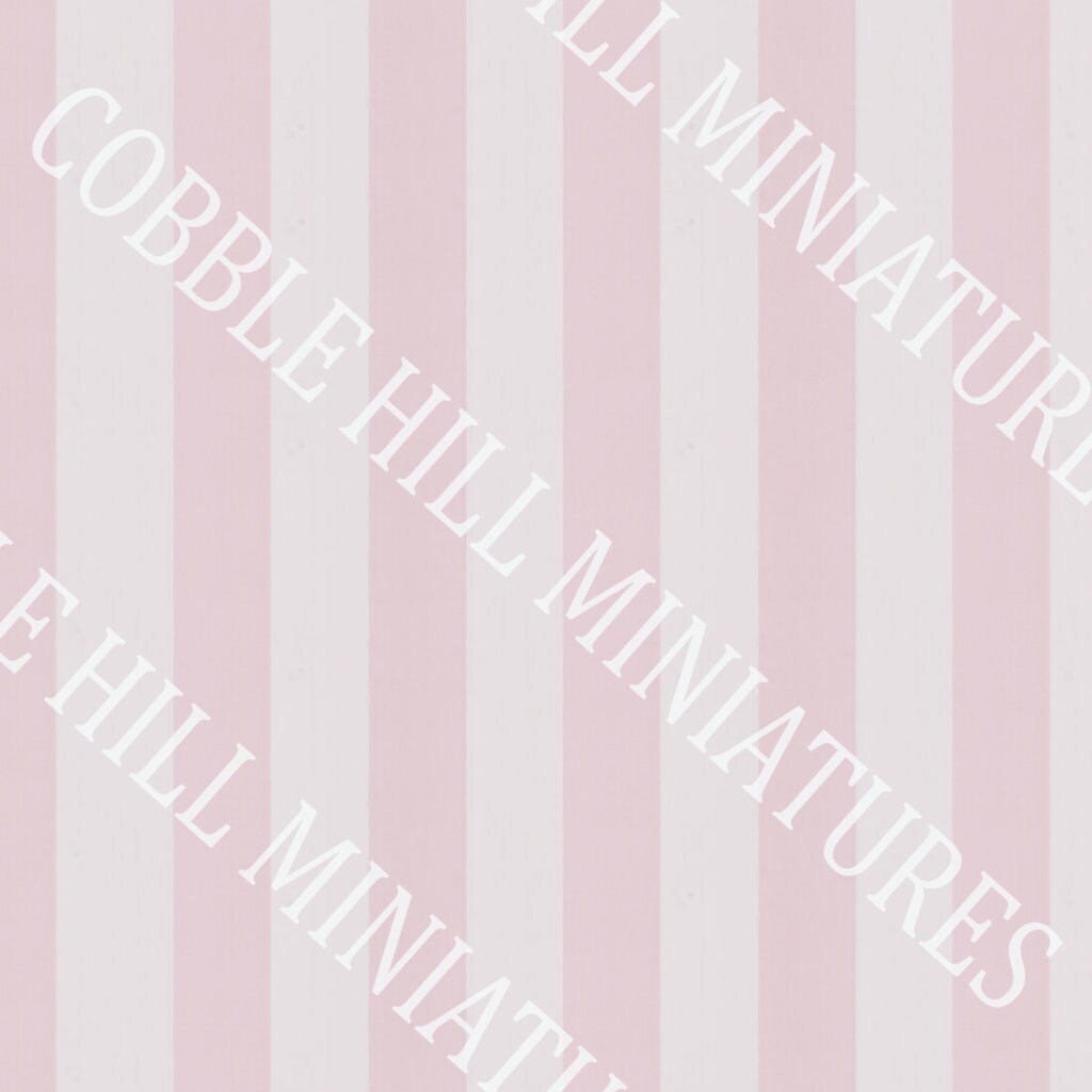 Dollhouse Wallpaper Miniature; Pink Striped Modern 1:12; Premium Matte or Peel & Stick