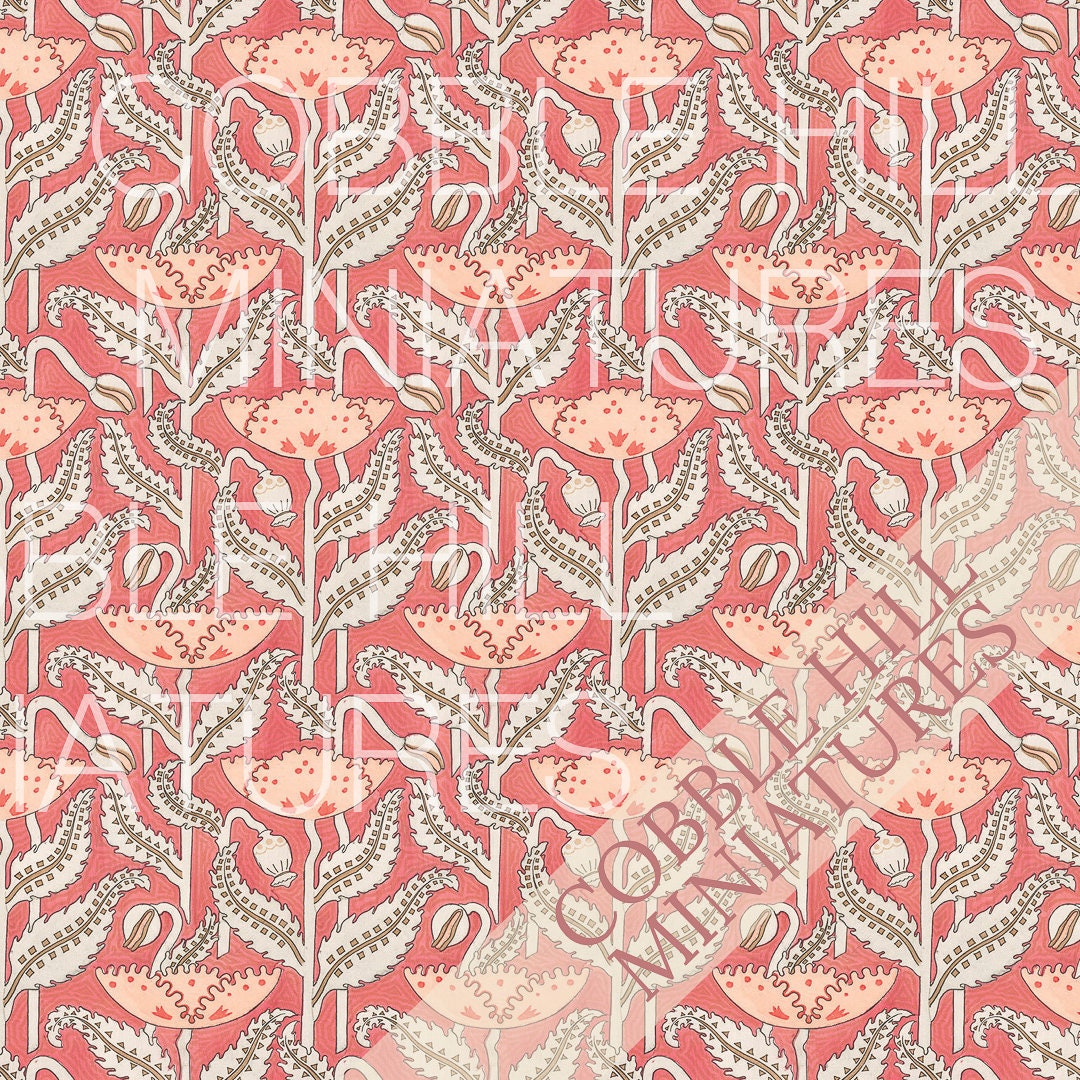 Coral Cactus Flower: William Morris Inspired