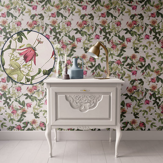 Dollhouse Wallpaper, Miniature 1:12, Vintage Pink and Green Floral