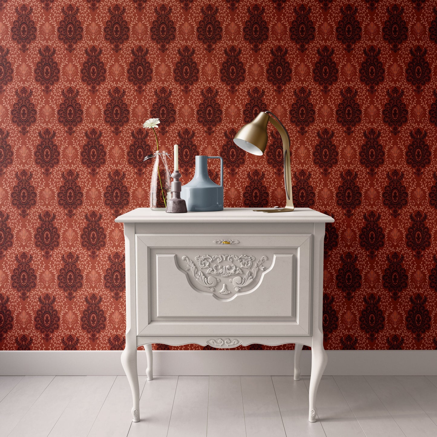 Red Damask Arabesque